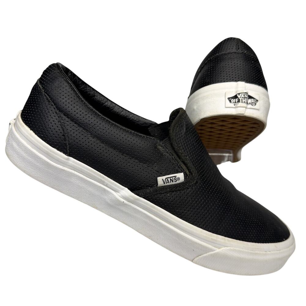 Vans Slip-On Sneakers Men’s 8.5 Women’s 10 Black Perforated Skate Shoes 721356